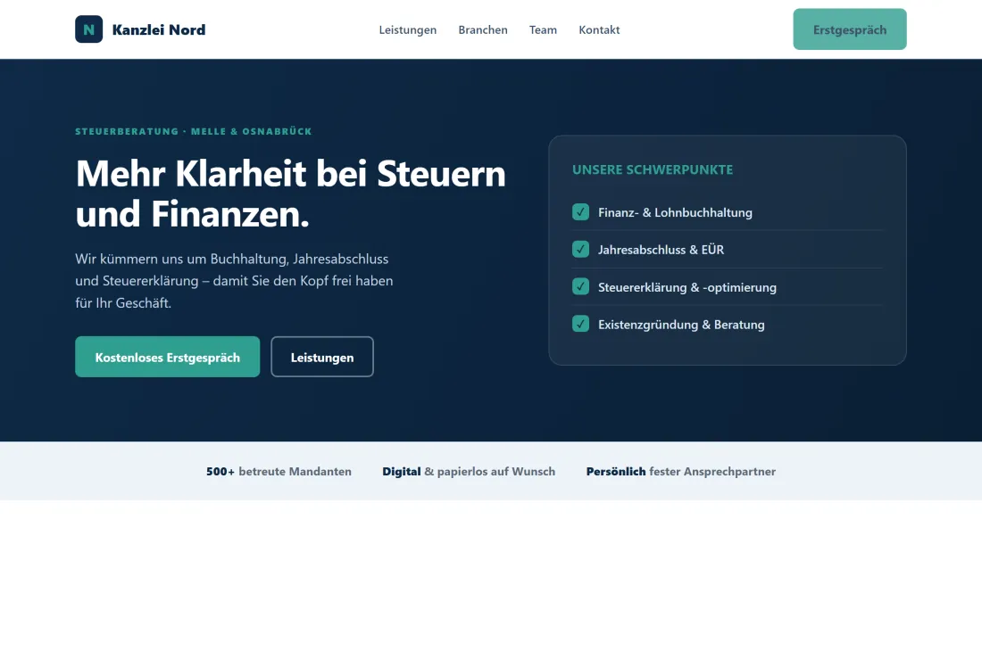 Muster-Website für eine Steuerkanzlei